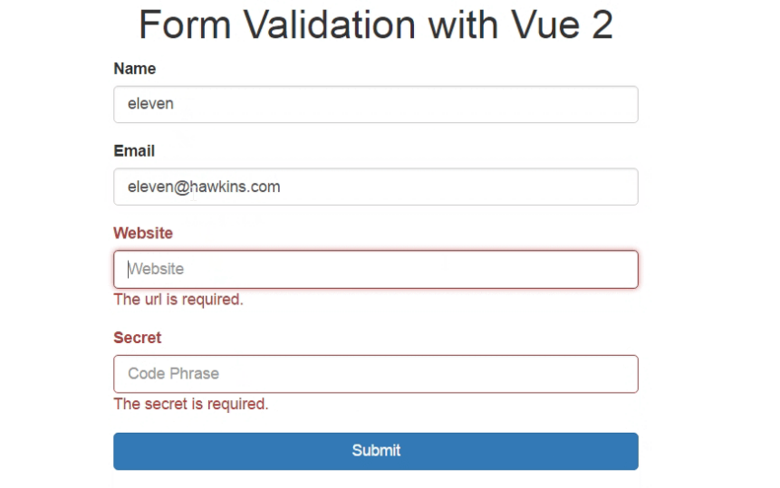 VeeValidate - Simple Vuejs Input Validation - example