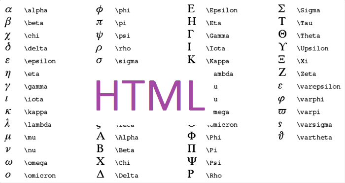 Greek Letters in html onlinecode